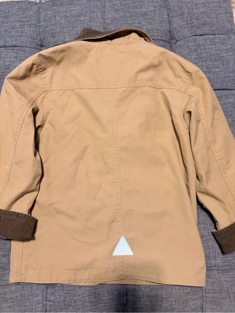 L.L. Bean Khaki Jacket with Brown Corduroy Collar